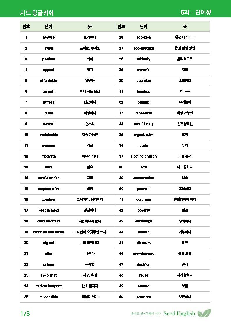 [시드 잉글리쉬] 능률 양현권 영어 5과 - 본문 분석 + 워크북_promotion