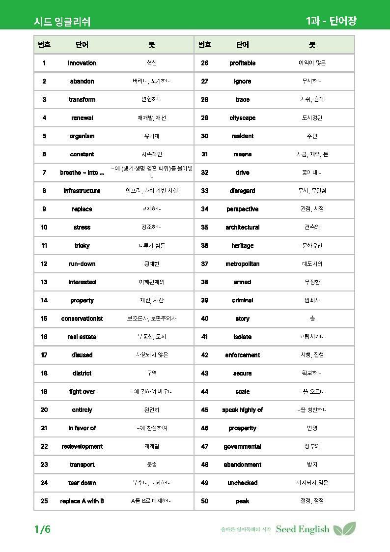 [시드 잉글리쉬] YBM 박준언 영어2 1과 - 본문 분석 + 워크북_promotion