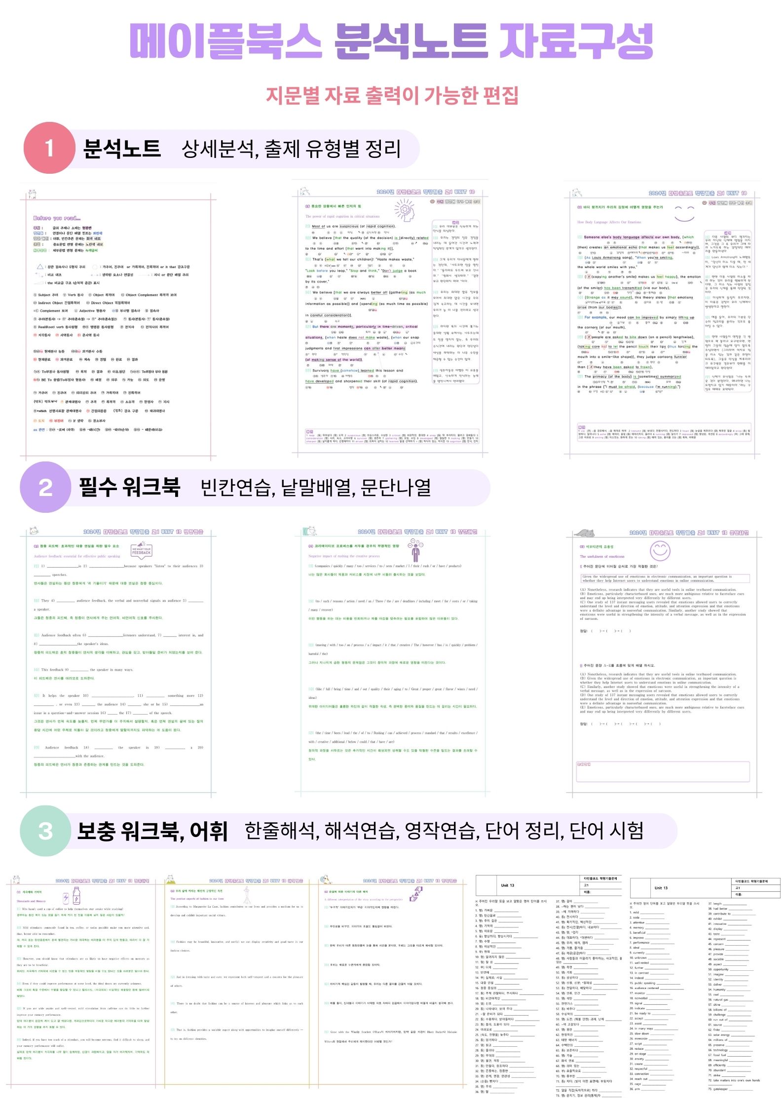  다빈출 코드 고1 독해 분석노트 UNIT 1 01 1강 1과 24년_promotion