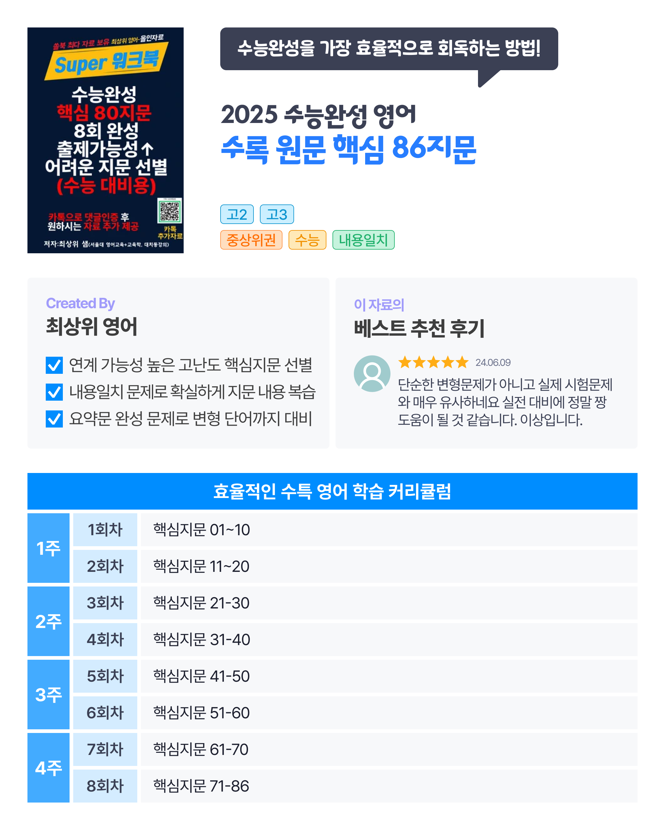 수능완성, 핵심 80지문 숙달자료 전체(1-80번) [여름방학특강]_promotion