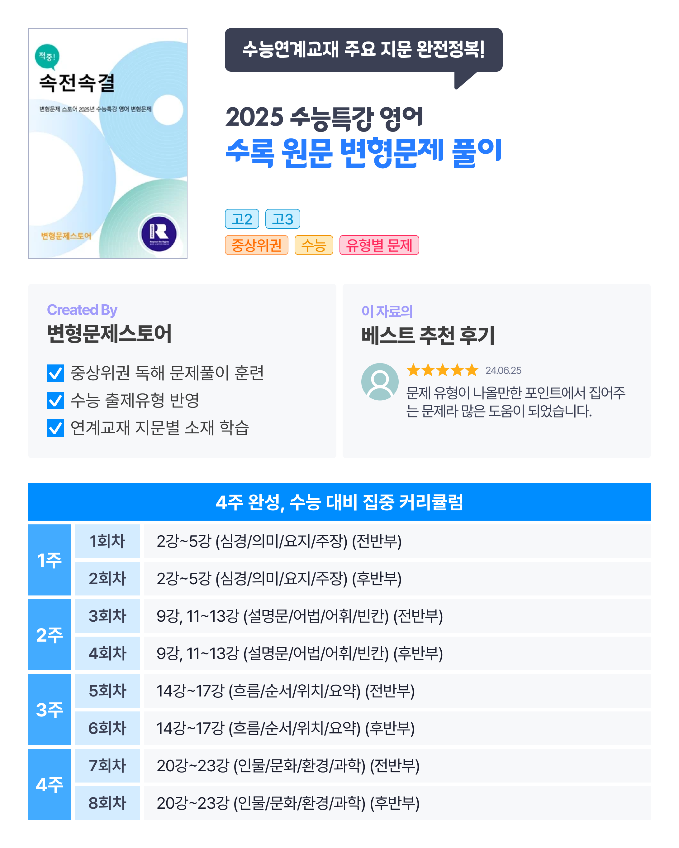[변형문제 스토어][여름방학특강] 2025 수능특강 영어 1주차 변형문제_promotion